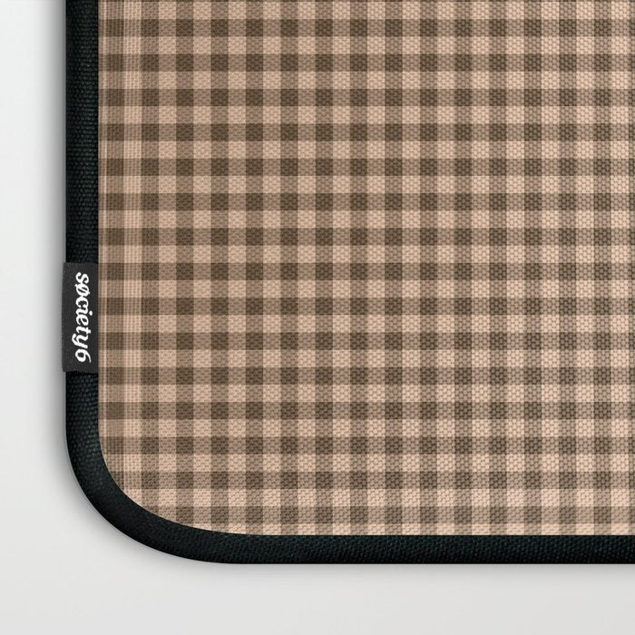 Cozy Amberlight Coffee Gingham Check Laptop Sleeve Gallery Image 3