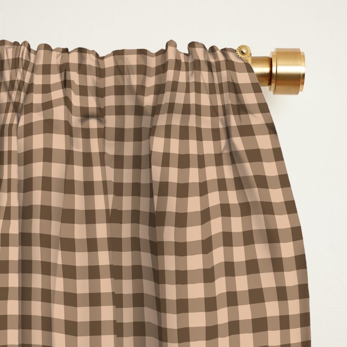 Cozy Amberlight Coffee Gingham Check Window Curtain Gallery Image 2