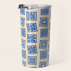 Vintage blue flower postage stamp pattern Travel Mug Gallery Image 3