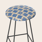 Vintage blue flower postage stamp pattern Stool Gallery Image 2