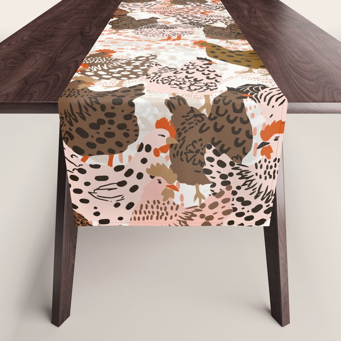 Favorite chickens brown Table Runner Gallery Image 1