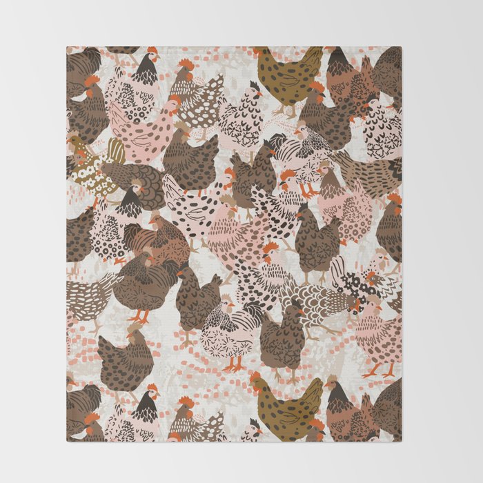 Favorite chickens brown Throw Blanket Gallery Image 2