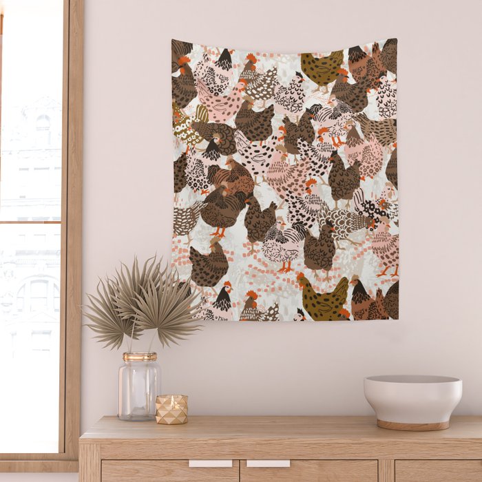 Favorite chickens brown Wall Tapestry Gallery Image 2