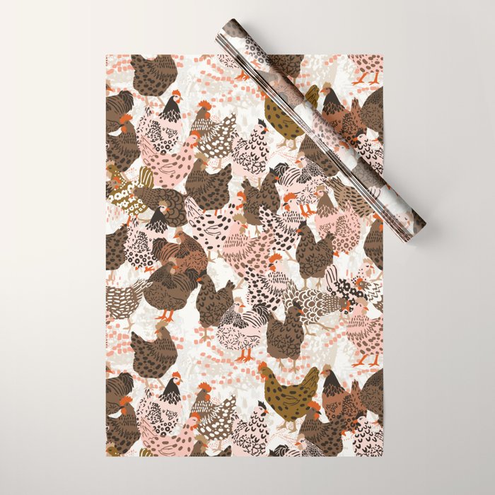 Favorite chickens brown Wrapping Paper Gallery Image 1