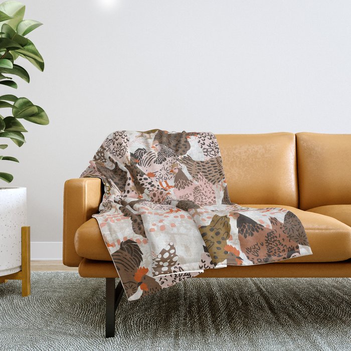 Favorite chickens brown Throw Blanket Gallery Image 1
