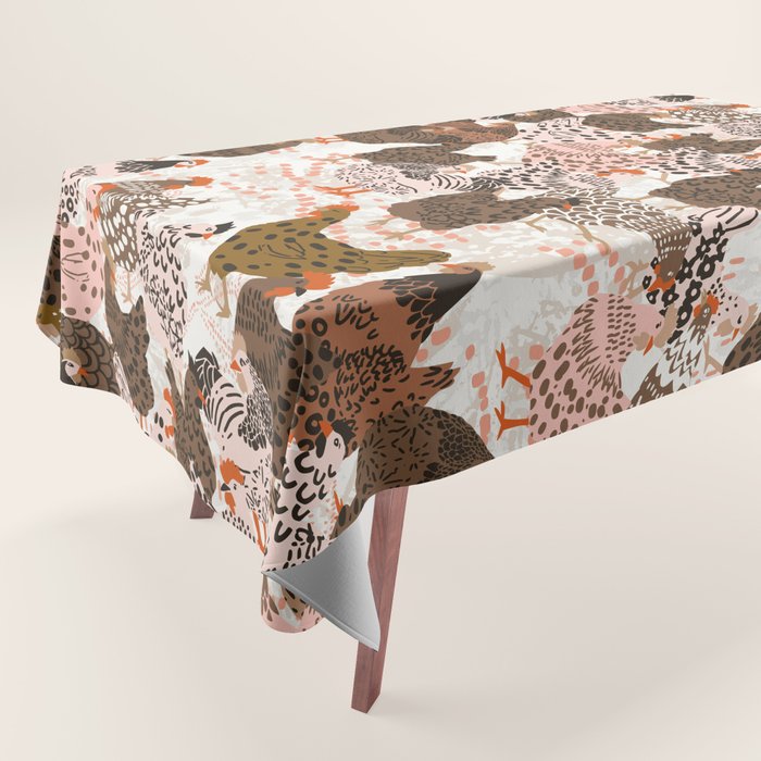 Favorite chickens brown Tablecloth Gallery Image 1