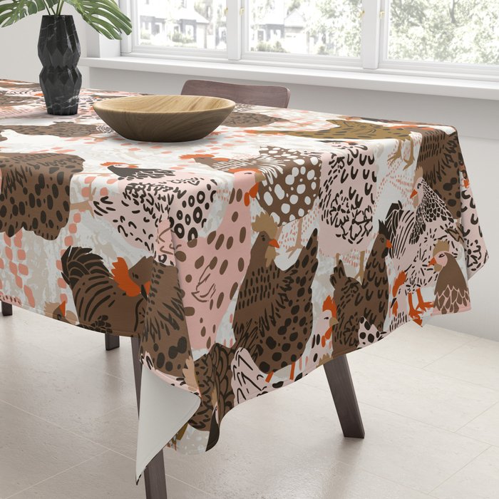 Favorite chickens brown Tablecloth Gallery Image 3