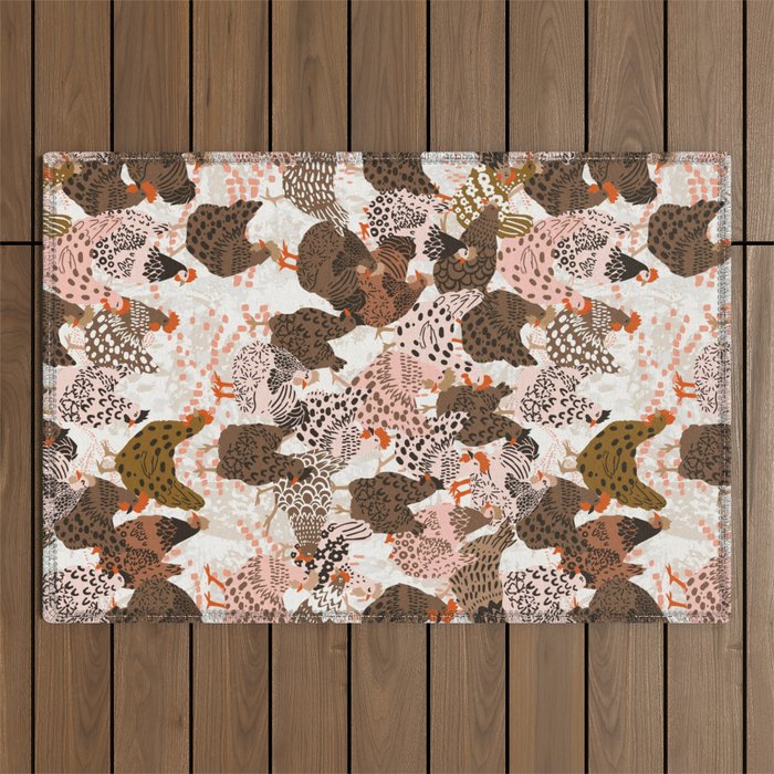 Favorite chickens brown Outdoor Rug Gallery Image 1