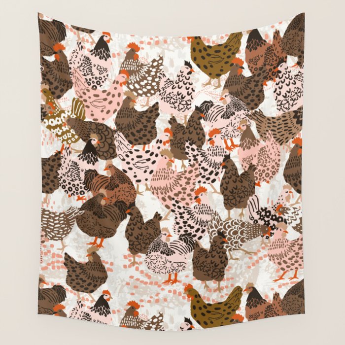 Favorite chickens brown Wall Tapestry Gallery Image 4