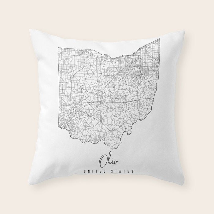 Ohio Minimal Street Map Throw Pillow Gallery Image 6