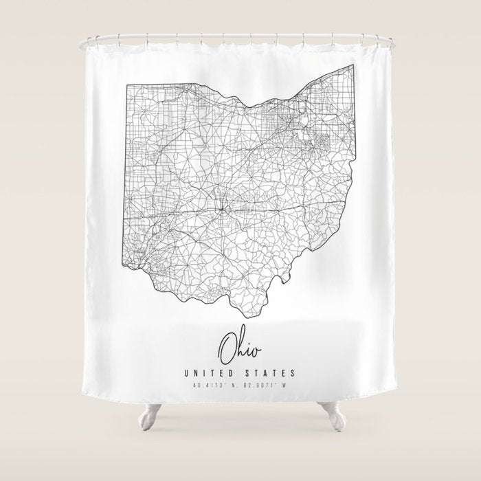 Ohio Minimal Street Map Shower Curtain Gallery Image 1