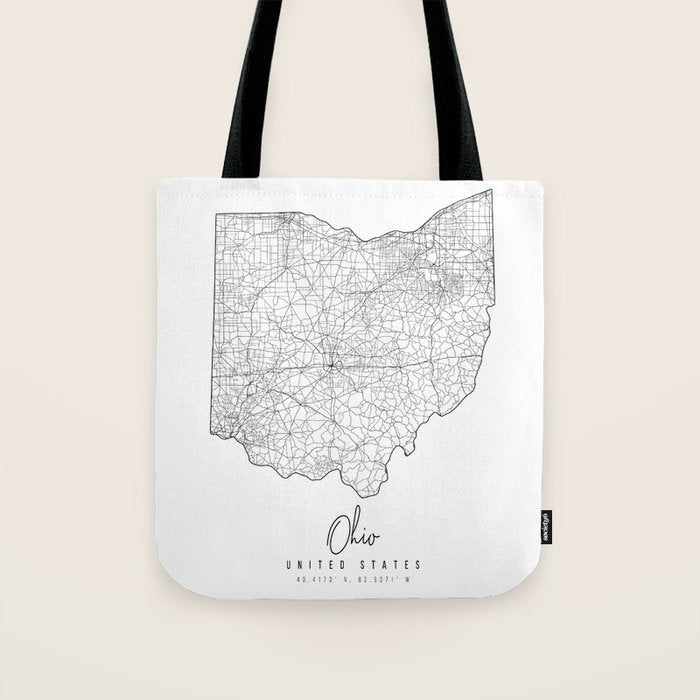 Ohio Minimal Street Map Tote Bag Gallery Image 1
