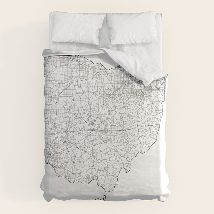 Ohio Minimal Street Map Duvet Cover Gallery Image 6