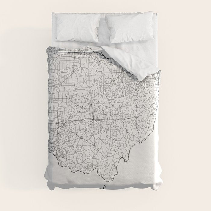 Ohio Minimal Street Map Duvet Cover Gallery Image 3
