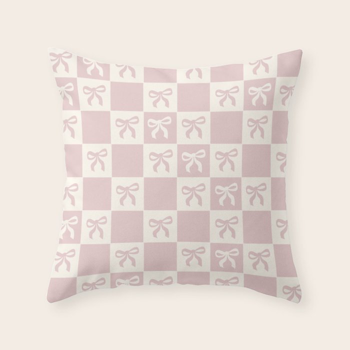 coquette bows in pink Throw Pillow Gallery Image 1