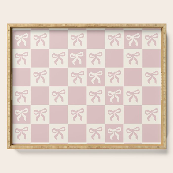 coquette bows in pink Serving Tray Gallery Image 1