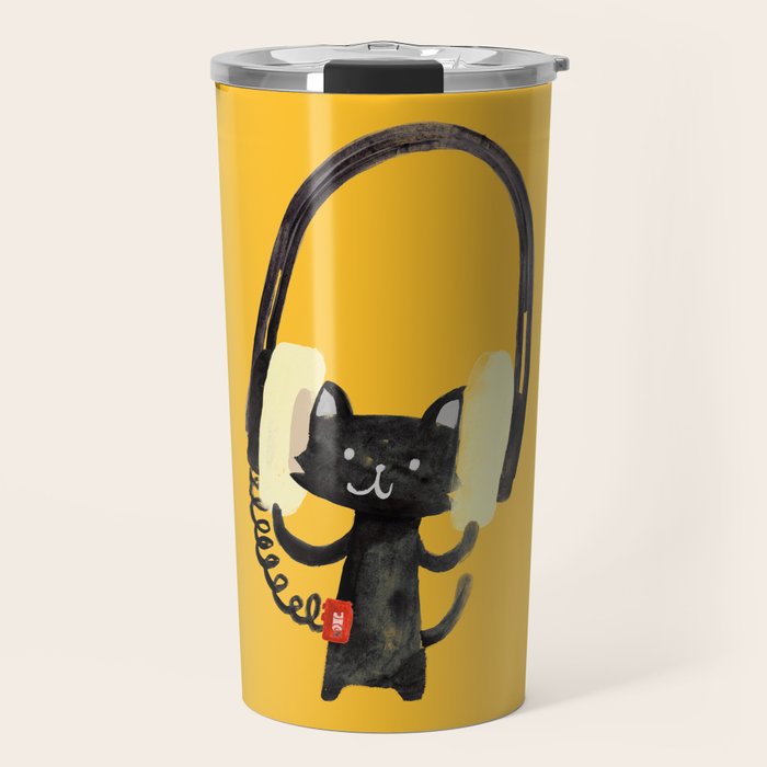 I Love Huge Headphone Travel Mug Gallery Image 1