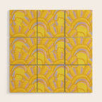 Art Deco Shells in Gold & Orange Wood Wall Art Gallery Image 1