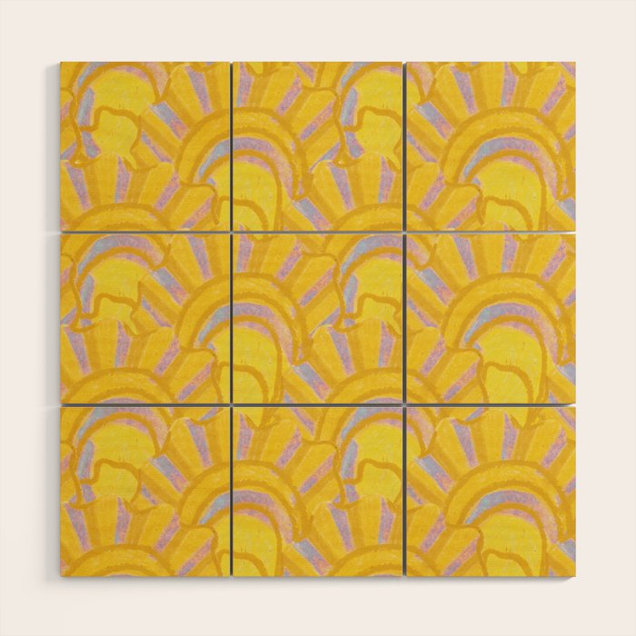 Art Deco Shells in Gold & Orange Wood Wall Art Gallery Image 1