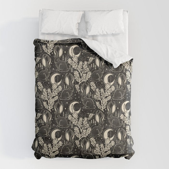 Jackalope - black and cream  Duvet Cover Gallery Image 6