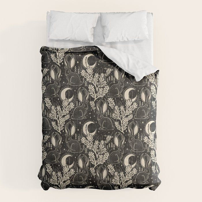 Jackalope - black and cream  Comforter Gallery Image 1