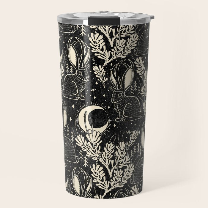 Jackalope - black and cream  Travel Mug Gallery Image 1