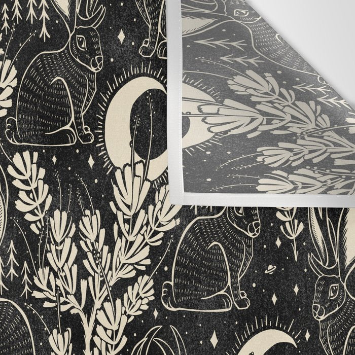Jackalope - black and cream  Wall Tapestry Gallery Image 3