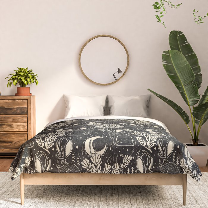 Jackalope - black and cream  Comforter Gallery Image 3