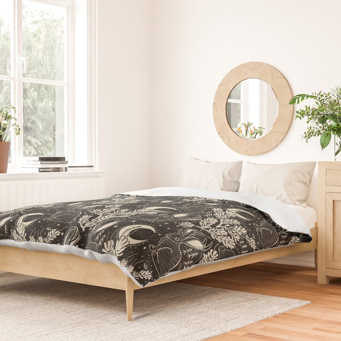 Jackalope - black and cream  Duvet Cover Gallery Image 2