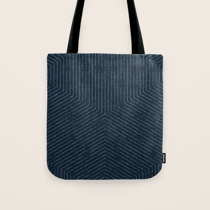 boho hexagon stripes - navy Tote Bag Gallery Image 1