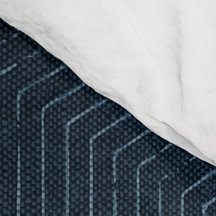 boho hexagon stripes - navy Comforter Gallery Image 4