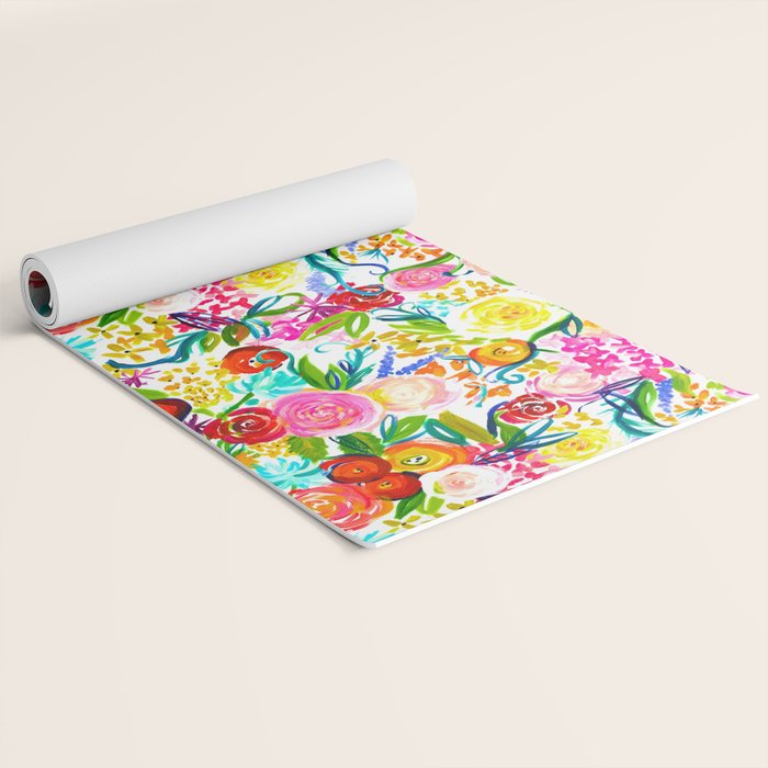 Bright Colorful Floral painting Yoga Mat Gallery Image 2