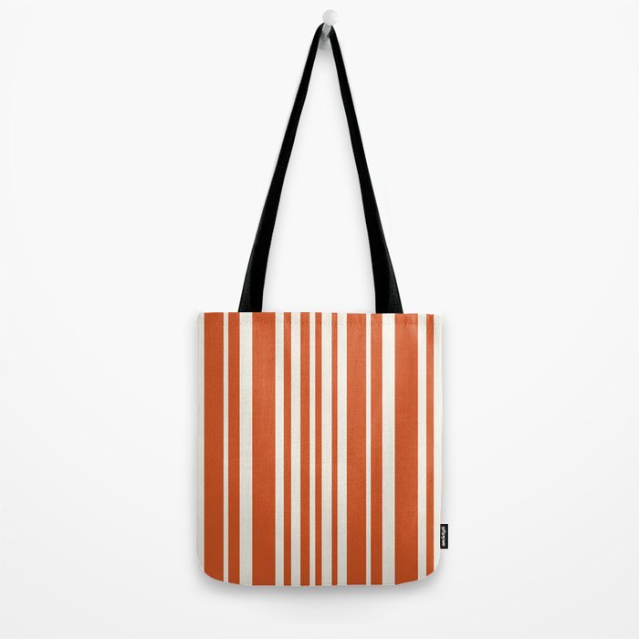 Classic Stripes XLVIII - Bright Retro Red Tote Bag Gallery Image 2