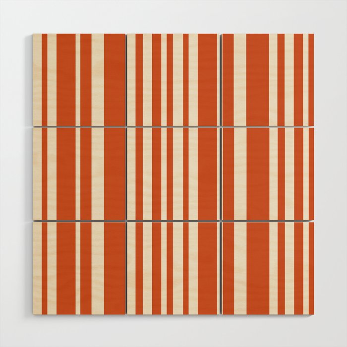 Classic Stripes XLVIII - Bright Retro Red Wood Wall Art Gallery Image 1
