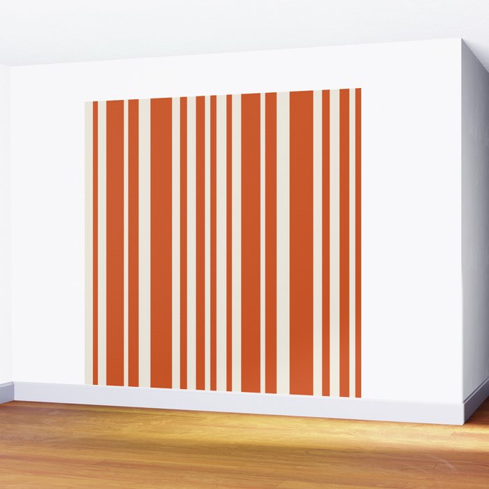 Classic Stripes XLVIII - Bright Retro Red Wall Mural Gallery Image 2