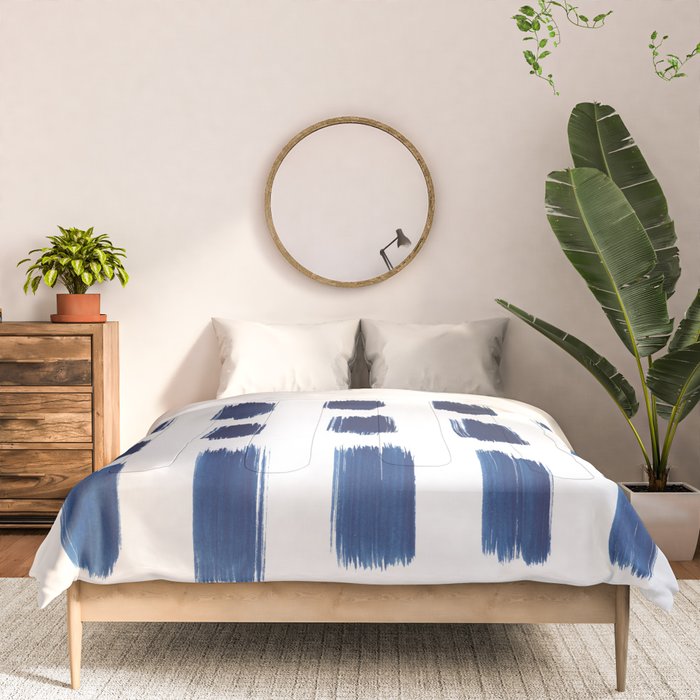 Indigo Abstract Brush Strokes | No. 6 Comforter Gallery Image 3