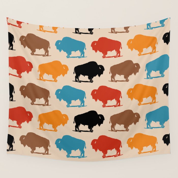 Buffalo Bison Pattern 278 Wall Tapestry Gallery Image 4