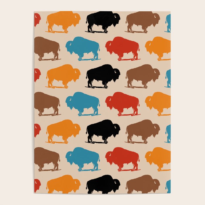 Buffalo Bison Pattern 278 Poster Gallery Image 4