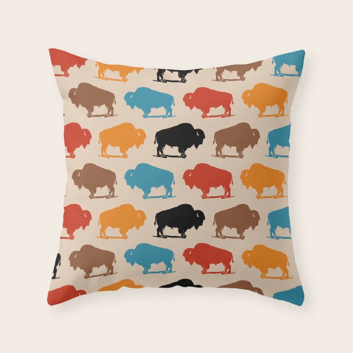 Buffalo Bison Pattern 278 Throw Pillow Gallery Image 6