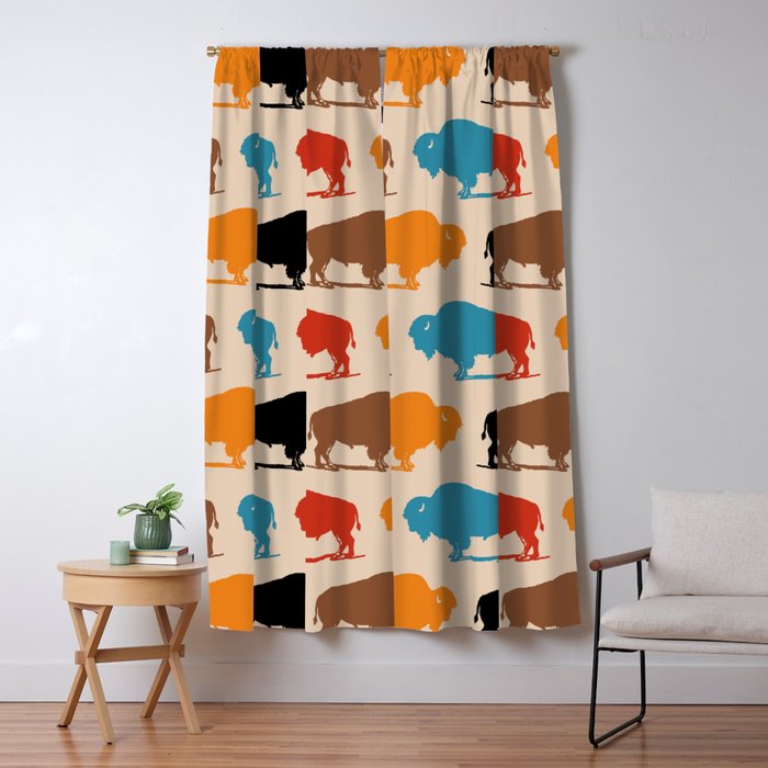 Buffalo Bison Pattern 278 Window Curtain Gallery Image 5