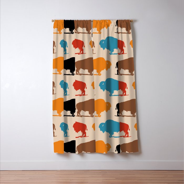 Buffalo Bison Pattern 278 Window Curtain Gallery Image 3