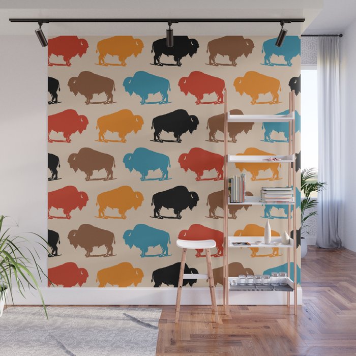 Buffalo Bison Pattern 278 Wall Mural Gallery Image 1