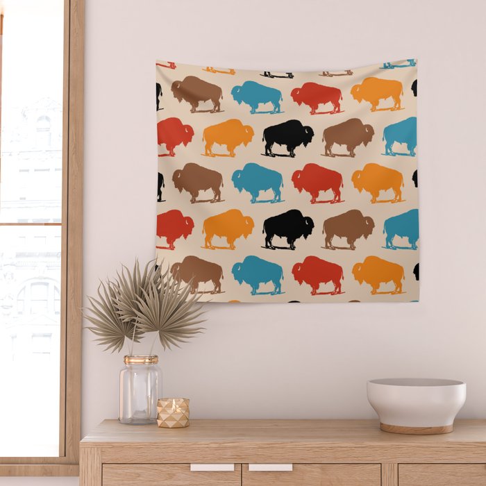 Buffalo Bison Pattern 278 Wall Tapestry Gallery Image 2