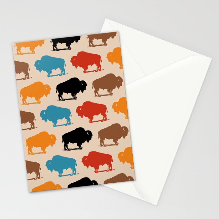 Buffalo Bison Pattern 278 Stationery Card Gallery Image 2