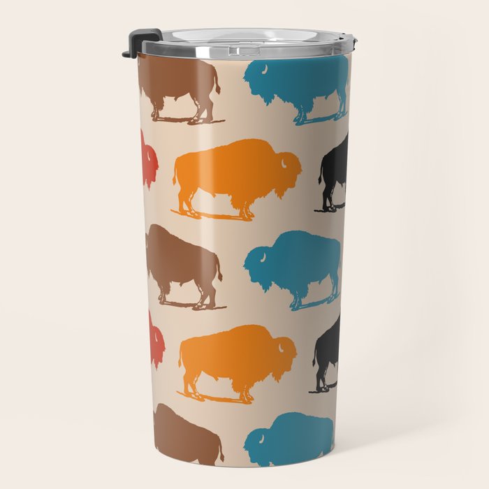 Buffalo Bison Pattern 278 Travel Mug Gallery Image 3