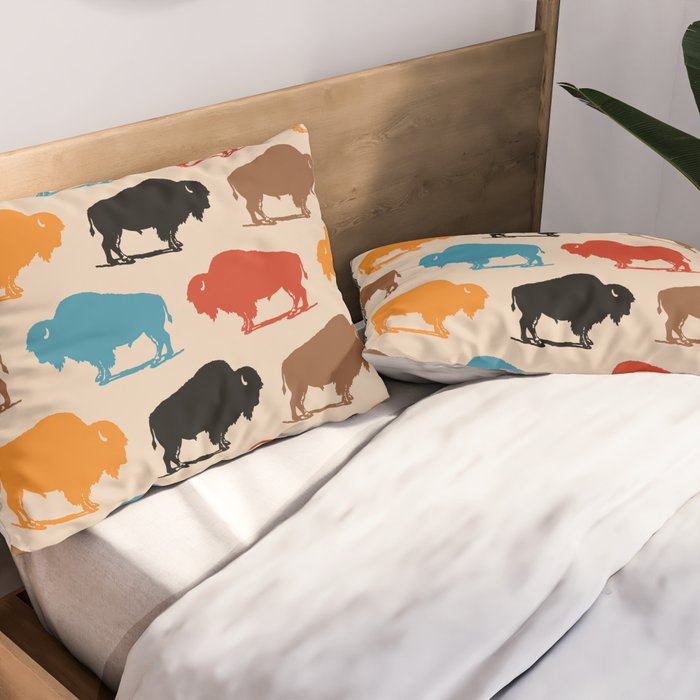 Buffalo Bison Pattern 278 Pillow Sham Gallery Image 2