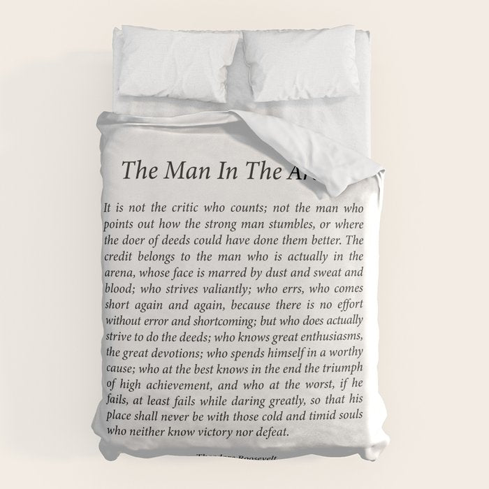 The Man In The Arena by Theodore Roosevelt Duvet Cover Gallery Image 6