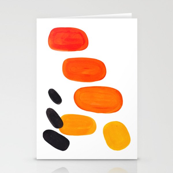 Mid Century Modern Colorful Minimal Pop Art Yellow Orange Ombre Rainbow Gradient Pebble Ovals Stationery Card Gallery Image 2