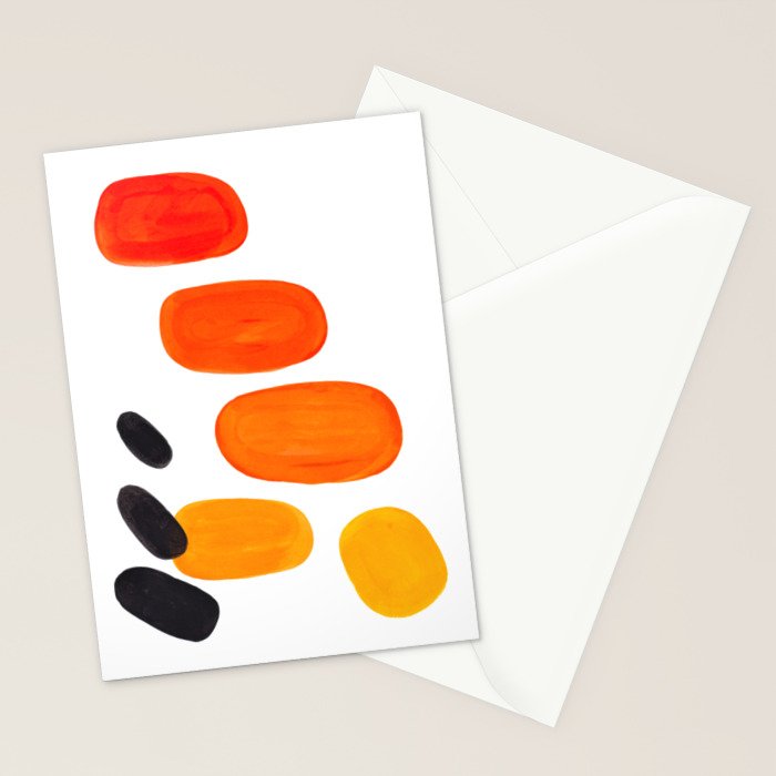 Mid Century Modern Colorful Minimal Pop Art Yellow Orange Ombre Rainbow Gradient Pebble Ovals Stationery Card Gallery Image 2