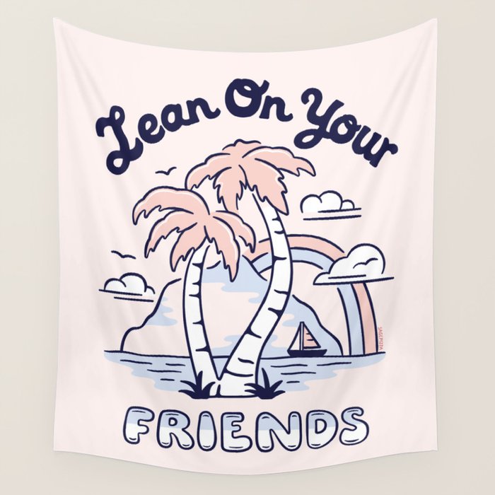 LEAN ON YOUR FRIENDS (BLUE/PINK) Wall Tapestry Gallery Image 4